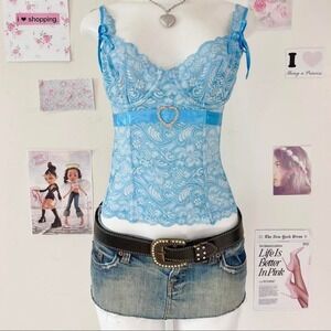 blue lace cami top